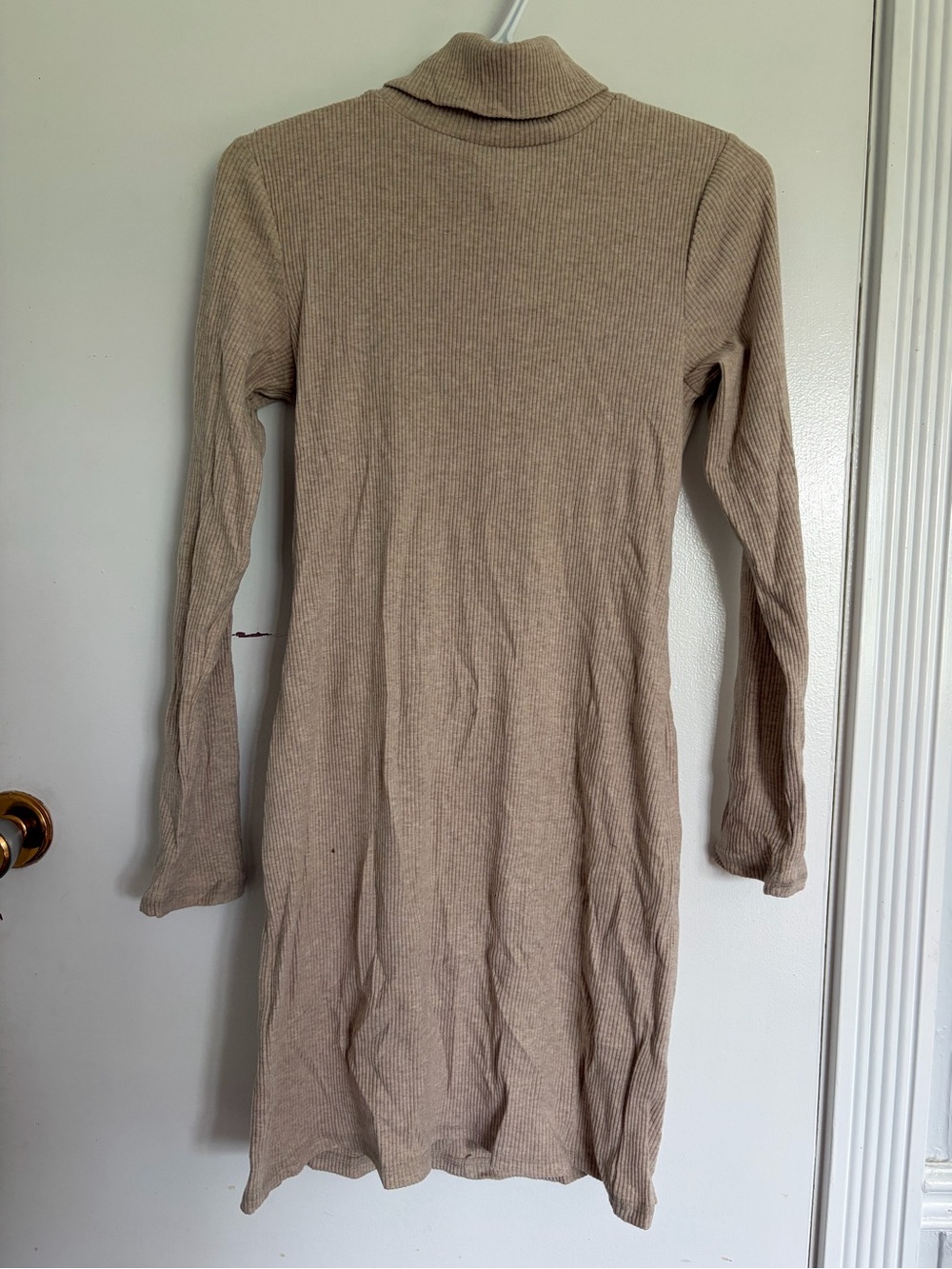 Old Navy Ribbed Turtleneck Dress in Beige